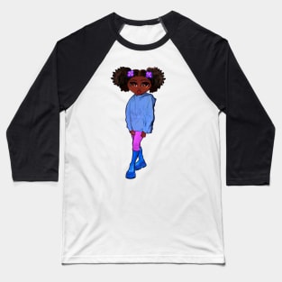 Anime girl Princess Cute black girl 3 Melanin Afro African American Baseball T-Shirt
